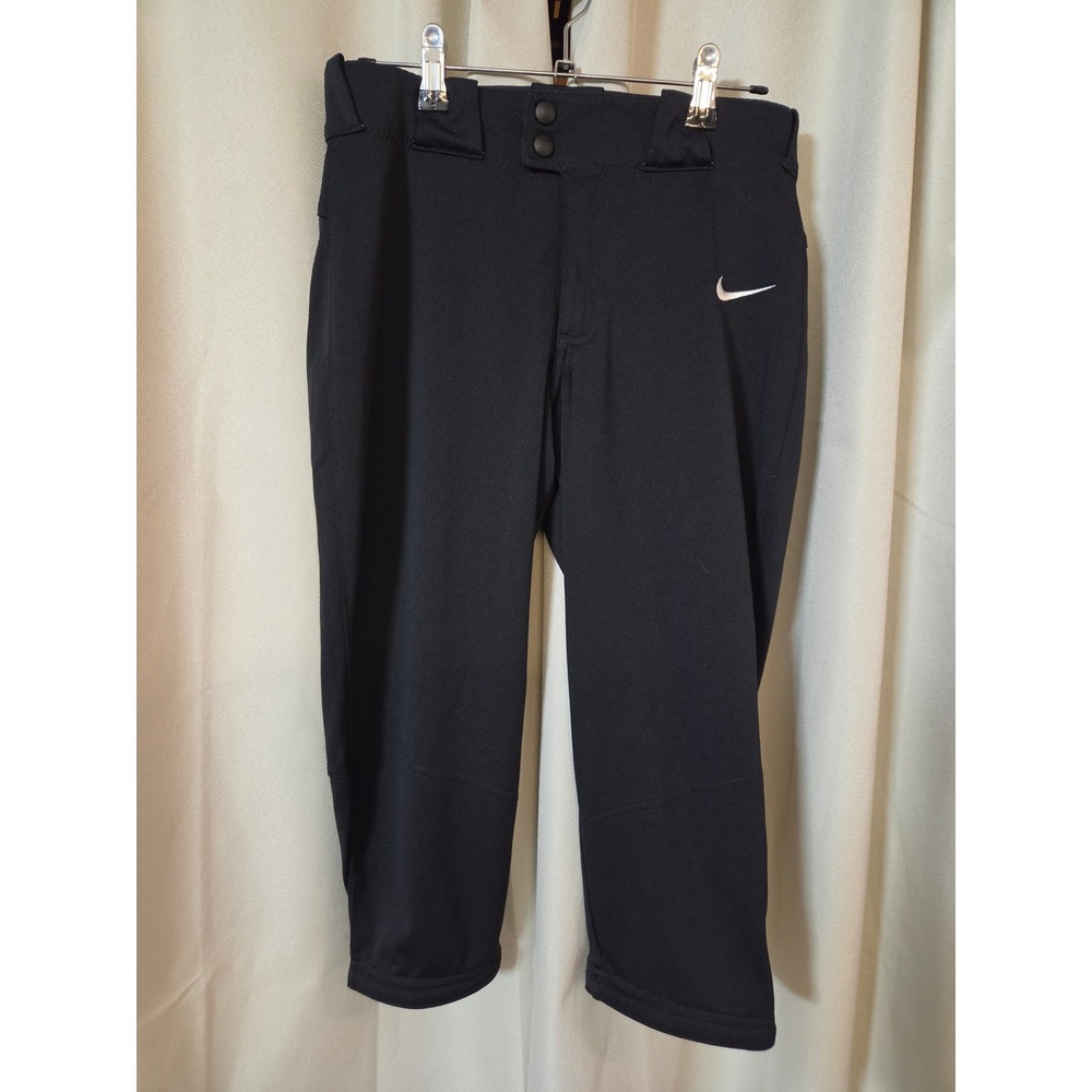 Nike Team Softball Pants Womens Small Black Cropped Athletic Knickers